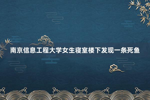 南京信息工程大学女生寝室楼下发现一条死鱼